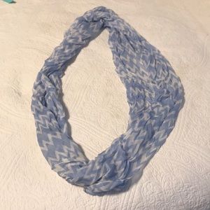 Blue and white chevron infinity scarf